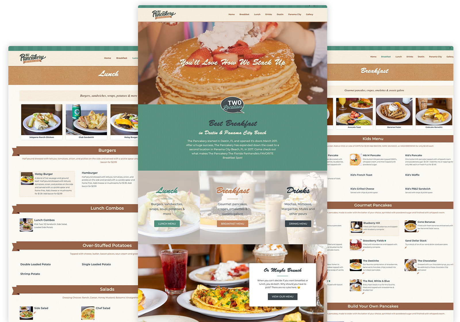 pancakery website-showcase 3 screen